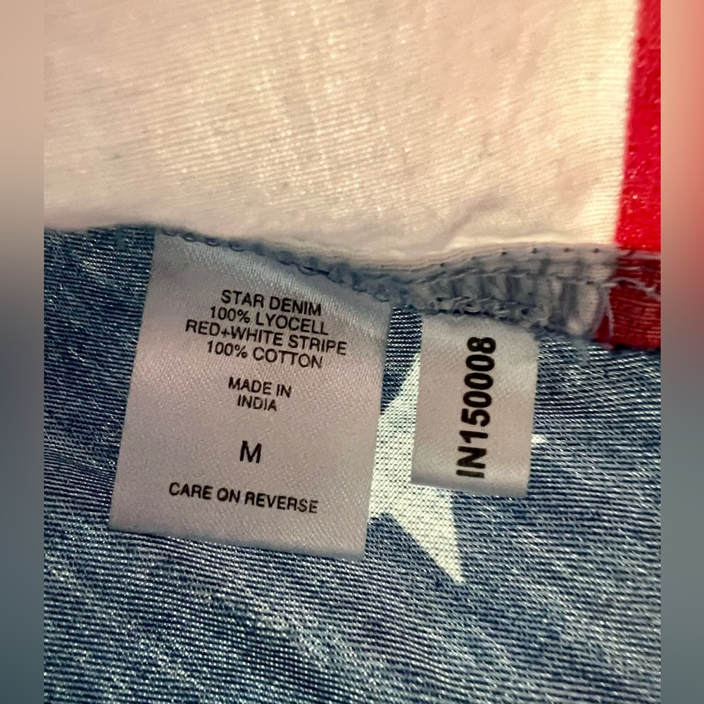 Soho NY&Co Americana Stars & Stripes Denim Button Down Shirt Patriotic Sz M - Picture 5 of 9